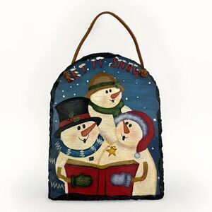 Vintage Slate Snowman Wall Hanging Let It Snow - 3 Singing Snowmen
